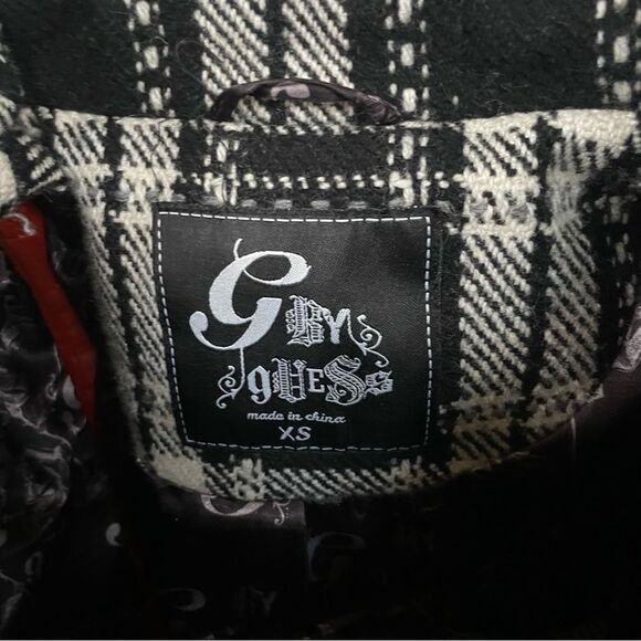 Vintage Black and White Plaid Cropped Trench Coat - Picture 7 of 8